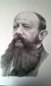 Retrato de Moisés Bertoni, dibujado por el artista Hernán Miranda.