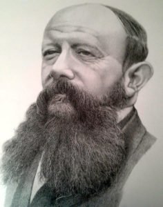 Retrato de Moisés Bertoni, dibujado por el artista Hernán Miranda.