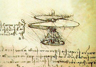 Prototipo de helicóptero realizado por Da Vinci. 